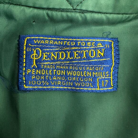 Vintage Pendleton Wool Shirt Size 17  Long Sleeve Button Up Plaid Board FLAW - Picture 12 of 15